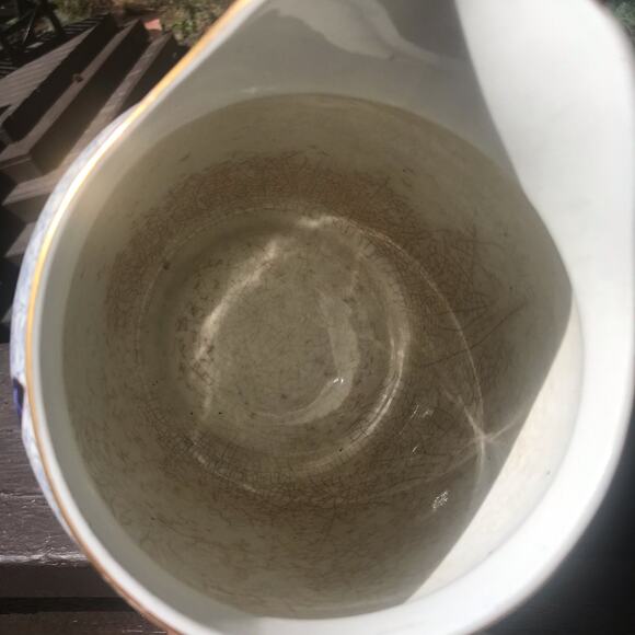 Antique 19th century Royal Worcester Bird Butterfly Gold Trim Pitcher - Picture 6 of 8